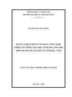 Quản lý hoạt động ứng dụng công nghệ thông tin trong dạy học ở trường tiểu học trên địa bàn huyện quế võ, tỉnh bắc ninh