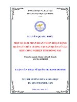 Một số giải pháp hoàn thiện hoạt động quản lý chất lượng tại ban quản lý các khu công nghiệp đồng nai 