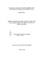 Nghiên cứu khả năng chịu nước sâu, chịu ngập của tập đoàn giống lúa phục vụ công tác chọn tạo giống 