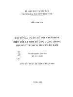Đại số các toán tử với ARGUMENT biến đổi và một số ứng dụng trong phương trình vi tích phân hàm 