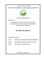 Assessment of medical waste management and treatment status in thai nguyen hospital of traditional medicine 