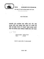Nghiên cứu những đặc điểm chủ yếu liên quan đến khả năng đậu quả và thăm dò một số biện pháp kỹ thuật tăng năng suất 