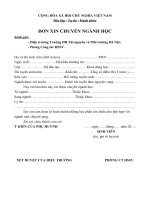 Đơn xin chuyển ngành đào tạo 