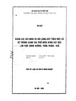 Đánh giá xói mòn và bồi lắng đất trên một số hệ thống canh tác phổ biến vùng đất dốc lưu vực sông hương thừa thiên huế 