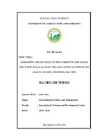 Assessment and solutions to the current water source pollution in man xa craft village casting aluminum and lead in van mon, yen phong, bac ninh 