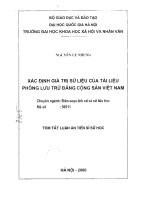 Xác định giá trị sử liệu của tài liệu phông lưu trữ đảng cộng sản việt nam 