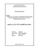 Nghiên cứu các nhân tố ảnh hưởng đến phát triển kinh tế hộ trên địa bàn phường túc duyên, thành phố thái nguyên 
