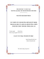 các nhân tố ảnh hưởng đến quyết định tham gia hụi của hộ gia đình nông thôn ở huyện châu thành, tỉnh long an 