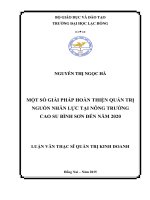 Một số giải pháp hoàn thiện quản trị nguồn nhân lực tại Nông trường Cao su Bình Sơn đến năm 2020