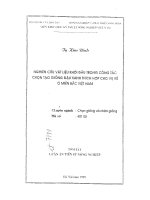Nghiên cứu vật liệu khởi đầu trong công tác chọn tạo giống đậu xanh thích hợp cho vụ hè ở miền bắc việt nam 
