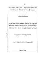 Nghiên cứu chọn tạo một số dòng bất dục đực mẫn cảm nhiệt độ phục vụ cho công tác chọn giống lúa lai hệ hai dòng ở miền bắc 