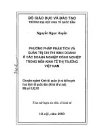 Phương pháp phân tích và quản trị chi phí kinh doanh ở các doanh nghiệp công nghiệp trong nền kinh tế thị trường