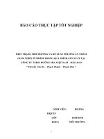 HIỆN TRẠNG môi TRƯỜNG và đề XUẤT PHƯƠNG án NHẰM GIẢM THIỂU ô NHIỄM TRONG QUÁ TRÌNH sản XUẤT tại  CÔNG TY TNHH  ĐƯỜNG mía VIỆT NAM – đài LOAN thị trấn vân du thạch thành thanh hóa 