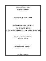 Phát triển nông nghiệp tại tỉnh xê kong nước cộng hòa dân chủ nhân dân lào