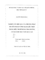 Nghiên cứu hiệu quả của phương pháp truyền INSULIN tĩnh mạch liều thấp trong điều trị bệnh đái tháo đường có GLUCOSE 