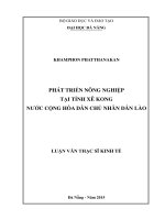 Luận văn thạc sĩ phát triển nông nghiệp tại tỉnh xê kong nước cộng hòa dân chủ nhân dân lào