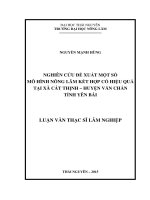 Nghiên cứu đề xuất một số mô hình nông lâm kết hợp có hiệu quả tại xã cát thịnh huyện văn chấn 