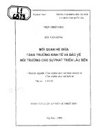 Mối quan hệ giữa tăng trưởng kinh tế và bảo vệ môi trường cho sự phát triển lâu bền 