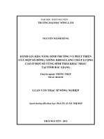 Đánh giá khả năng sinh trưởng và phát triển của một số dòng, giống khoai lang chất lượng cao ở một số vùng sinh thái khác nhau tại tỉnh bắc giang 