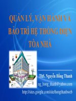 Bài giảng quản lý, vận hành và bảo trì hệ thống điện tòa nhà   ths  nguyễn hồng thanh