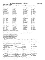 REVISION FOR FINAL TEST ENGLISH 10