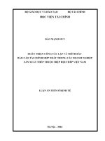 Luận án tiến sĩ Hoàn thiện công tác lập và trình bày báo cáo tài chính hợp nhất trong các doanh nghiệp sản xuất thép thuộc hiệp hội thép việt nam