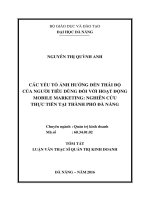 Các yếu tố ảnh hưởng đến thái độ của người tiêu dùng đối với hoạt động mobile marketing nghiên cứu thực tiễn tại thành phố đà nẵng