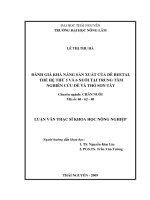 Đánh giá khả năng sản xuất của dê beetal thế hệ 5 và 6 nuôi tại trung tâm nghiên cứu dê và thỏ sơn tây 