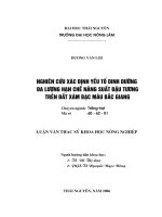 Nghiên cứu, xác định yếu tố dinh dưỡng đa lượng hạn chế năng suất đậu tương trên đất xám bạc màu bắc giang 