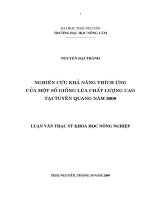 Nghiên cứu khả năng thích ứng của một số giống lúa chất lượng cao tại tuyên quang năm 2008 