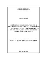 Nghiên cứu ảnh hưởng của phân NEB   26 đến năng suất, chất lượng của giống cỏ VA 06 và ảnh hưởng của cỏ VA 06 bón phân NEB   26 đến năng suất, chất lượng của sữa bò nuôi tại mộc châu   sơn la 