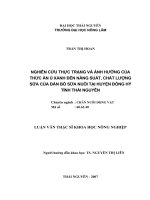 Nghiên cứu thực trạng và ảnh hưởng của thức ăn ủ xanh đến năng suất, chất lượng sữa của đàn bò sữa nuôi tại huyện đồng hỷ tỉnh thái nguyên 