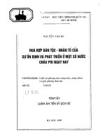 Hòa hợp dân tộc   nhân tố của sự ổn định và phát triển ở một số nước châu phi ngày nay 