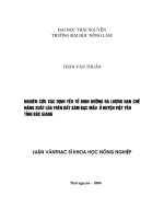 Nghiên cứu xác định yếu tố dinh dưỡng đa lượng hạn chế năng suất lúa trên đất xám bạc màu huyện việt yên, tỉnh bắc giang 