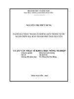 Đánh giá thực trạng ô nhiễm arsen trong nước ngầm trên địa bàn thành phố thái nguyên 