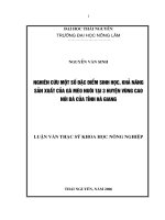 Nghiên cứu một số đặc điểm sinh học, khả năng sản xuất của gà mèo nuôi tại 3 huyện vùng cao núi đá của tỉnh hà giang 