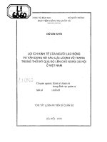 Lợi ích kinh tế của người lao động và vận dụng nó vào lực lượng vũ trang trong thời kỳ quá độ lên chủ nghĩa xã hội ở việt nam 