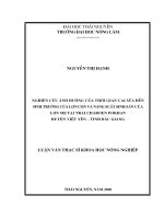 Nghiên cứu ảnh hưởng của thời gian cai sữa đến sinh trưởng của lợn con và năng suất sinh sản của lợn mẹ tại trại CHAROEN POKHAN huyện việt yên   tỉnh bắc giang 
