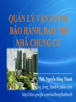 Bài giảng quản lý vận hành, bảo hành, bảo trì nhà chung cư   ths  nguyễn hồng thanh