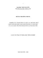 Nghiên cứu ảnh hưởng của vụ mùa, phương thức chăn nuôi đến khả năng sinh trưởng và cho thịt ở gà sasso thương phẩm nuôi tại thái nguyên 