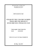 Giải quyết việc làm cho lao động thuộc diện thu hồi đất ở huyện điện bàn, tỉnh quảng nam