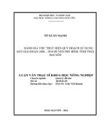 Đánh giá việc thực hiện quy hoạch sử dụng đất huyện tiến yên, tỉnh quảng ninh giai đoạn 2001   2010 