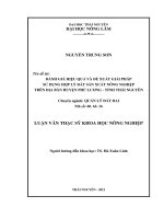 Đánh giá hiệu quả và đề xuất hướng sử dụng đất nông nghiệp bền vững tại huyện phú lương   tỉnh thái nguyên 