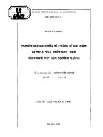 Nghiên cứu giải phẫu hệ thống bể đái thận và mạch máu thần kinh thận của người việt nam trưởng thành 