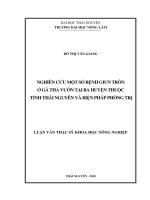 Nghiên cứu một số bệnh giun tròn ở gà thả vườn tại ba huyện thuộc tỉnh thái nguyên và biện pháp phòng trị 