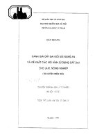 Đánh giá đất đai đồi núi nghệ an và đề xuất các mô hình sử dụng đất đai 