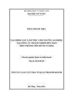 Tạo động lực làm việc cho người lao động tại công ty TNHH MTV Hưng Vượng