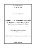 Nghiên cứu các nhân tố ảnh hưởng đến sự hài lòng của khách du lịch tại khách sạn à la carte đà nẵng