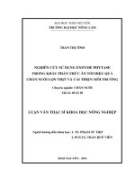 Nghiên cứu sử dụng enzyme phytase trong khẩu phần thức ăn tới hiệu quả chăn nuôi lợn thịt và cải thiện môi trường 