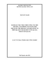 ĐÁNH GIÁ VIỆC THỰC HIỆN CÔNG tác bồi THƯỜNG, GIẢI PHÓNG mặt BẰNG KHI NHÀ nước THU hồi đất tại một số dự án TRÊN địa bàn THÀNH PHỐ TUYÊN QUANG, TỈNH TUYÊN QUANG 